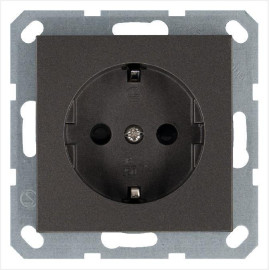 Розетка 1-м Shuko 16А IP20 с заземл. защ. шторки механизм мокко Jasmart G5501Z