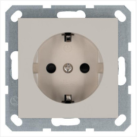 Розетка 1-м Shuko 16А IP20 с заземл. защ. шторки механизм тауп Jasmart G5501T