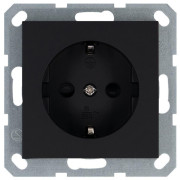 Розетка 1-м Shuko 16А IP20 с заземл. защ. шторки механизм черн. матов. soft touch Jasmart G5501PB