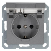 Розетка 1-м Shuko 16А IP20 с заземл. защ. шторки с крышкой механизм алюм. Jasmart G5505S