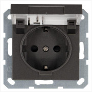 Розетка 1-м Shuko 16А IP20 с заземл. защ. шторки с крышкой механизм мокко Jasmart G5505Z