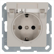 Розетка 1-м Shuko 16А IP20 с заземл. защ. шторки с крышкой механизм тауп Jasmart G5505T