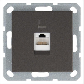 Розетка компьютерная 1-м RJ45 IP20 кат. 5E механизм мокко Jasmart G6105Z
