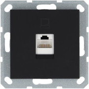 Розетка компьютерная 1-м RJ45 IP20 кат. 5E механизм черн. матов. soft touch Jasmart G6105PB