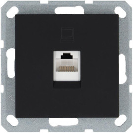 Розетка компьютерная 1-м RJ45 IP20 кат. 5E механизм черн. матов. soft touch Jasmart G6105PB