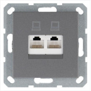 Розетка компьютерная 2-м RJ45 IP20 кат. 5E механизм алюм. Jasmart G6106S