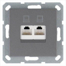 Розетка компьютерная 2-м RJ45 IP20 кат. 5E механизм алюм. Jasmart G6106S