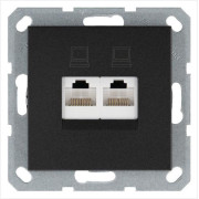 Розетка компьютерная 2-м RJ45 IP20 кат. 5E механизм антрацит Jasmart G6106B