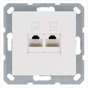 Розетка компьютерная 2-м RJ45 IP20 кат. 5E механизм бел. глянцевый Jasmart G6106W