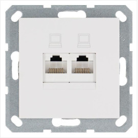 Розетка компьютерная 2-м RJ45 IP20 кат. 5E механизм бел. глянцевый Jasmart G6106W