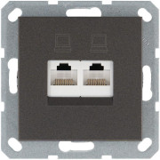 Розетка компьютерная 2-м RJ45 IP20 кат. 5E механизм мокко Jasmart G6106Z