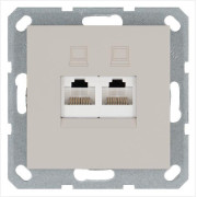 Розетка компьютерная 2-м RJ45 IP20 кат. 5E механизм тауп Jasmart G6106T
