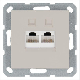 Розетка компьютерная 2-м RJ45 IP20 кат. 5E механизм тауп Jasmart G6106T