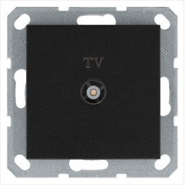 Розетка телевизионная оконечная TV Ф9.5мм механизм антрацит Jasmart G6001B