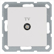 Розетка телевизионная оконечная TV Ф9.5мм механизм бел. глянцевый Jasmart G6001W