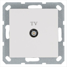 Розетка телевизионная оконечная TV Ф9.5мм механизм бел. глянцевый Jasmart G6001W