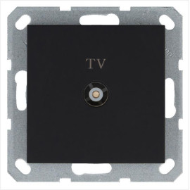 Розетка телевизионная оконечная TV Ф9.5мм механизм черн. матов. soft touch Jasmart G6001PB