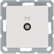 Розетка телевизионная проходная TV Ф9.5мм механизм бел. глянцевый Jasmart G6002W