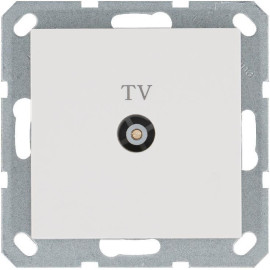 Розетка телевизионная проходная TV Ф9.5мм механизм бел. глянцевый Jasmart G6002W