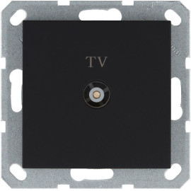 Розетка телевизионная проходная TV Ф9.5мм механизм черн. матов. soft touch Jasmart G6002PB