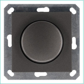 Светорегулятор поворотно-нажимной (диммер) LED 30-400Вт 1gang 2way механизм мокко Jasmart G4012Z