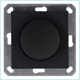 Светорегулятор поворотно-нажимной (диммер) LED 30-400Вт 1gang 2way механизм черн. матов. soft touch Jasmart G4012PB