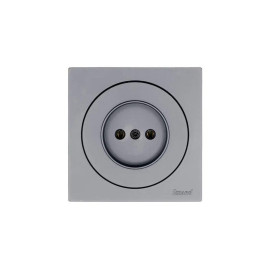 Розетка 1-м СП OSEN без заземл. ПБТ механизм сер. матов. LEZARD 743-7488-121B