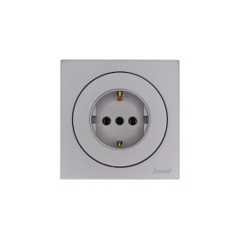 Розетка 1-м OSEN IP20 16А с заземл. ПБТ механизм сер. матов. LEZARD 743-7488-122B