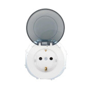 Розетка 1-м СП OSEN с заземл. с крышкой ПБТ бел. LEZARD 743-0288-123B