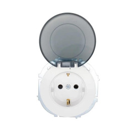 Розетка 1-м СП OSEN с заземл. с крышкой ПБТ бел. LEZARD 743-0288-123B