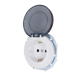 Розетка 1-м СП OSEN с заземл. с крышкой ПБТ бел. LEZARD 743-0288-123B