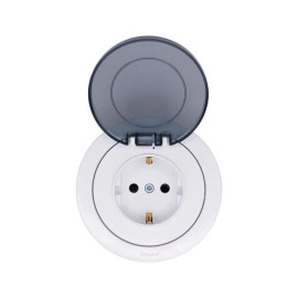 Розетка 1-м СП OSEN с заземл. с крышкой ПБТ бел. LEZARD 743-0288-123B