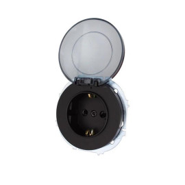 Розетка 1-м СП OSEN с заземл. с крышкой ПБТ механизм черн. бархат LEZARD 743-4288-123B