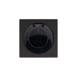 Розетка 1-м СП OSEN с заземл. с крышкой ПБТ механизм черн. бархат LEZARD 743-4288-123B