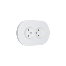 Розетка 2-м СП OSEN без заземл. ПБТ круглая бел. LEZARD 744-0200-128B