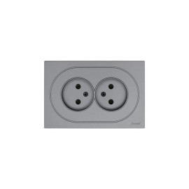 Розетка 2-м СП OSEN без заземл. ПБТ механизм сер. матов. LEZARD 743-7400-128B