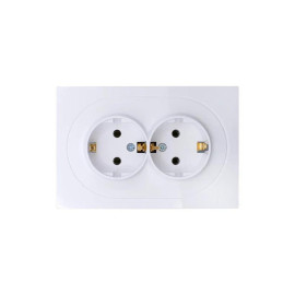 Розетка 2-м СП OSEN с заземл. ПБТ механизм бел. LEZARD 743-0200-127B