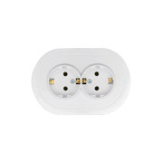 Розетка 2-м СП OSEN с заземл. ПБТ круглая механизм бел. LEZARD 744-0200-127B