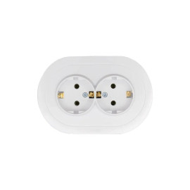 Розетка 2-м СП OSEN с заземл. ПБТ круглая механизм бел. LEZARD 744-0200-127B