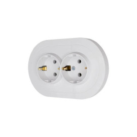 Розетка 2-м СП OSEN с заземл. ПБТ круглая механизм бел. LEZARD 744-0200-127B