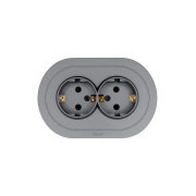 Розетка 2-м СП OSEN с заземл. ПБТ круглая механизм сер. матов. LEZARD 744-7400-127B