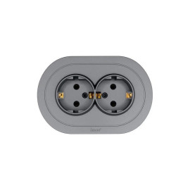 Розетка 2-м СП OSEN с заземл. ПБТ круглая механизм сер. матов. LEZARD 744-7400-127B