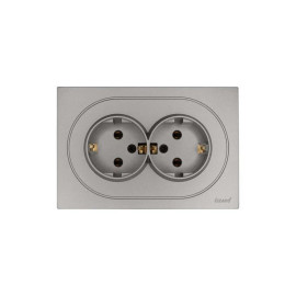 Розетка 2-м СП OSEN с заземл. ПБТ механизм сер. матов. LEZARD 743-7400-127B