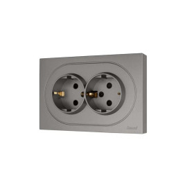 Розетка 2-м СП OSEN с заземл. ПБТ механизм сер. матов. LEZARD 743-7400-127B