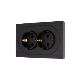 Розетка 2-м СП OSEN с заземл. ПБТ механизм черн. бархат LEZARD 743-4200-127B