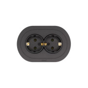 Розетка 2-м СП OSEN с заземл. ПБТ круглая механизм черн. бархат LEZARD 744-4200-127B