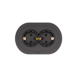 Розетка 2-м СП OSEN с заземл. ПБТ круглая механизм черн. бархат LEZARD 744-4200-127B