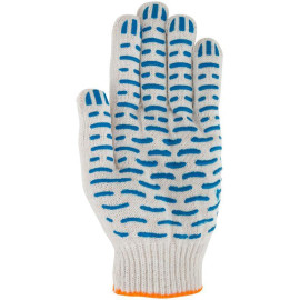 Перчатки вязаные "Волна" (4 нити) 10 класс вязки х/б с ПВХ 12491