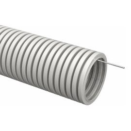 Труба гофрированная ПВХ d25мм с протяжкой сер. (уп.50м) TOKOV ELECTRIC TKE-TG/P-25-C06/50