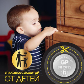 Элемент питания литиевый CR2032 CR2032-2CRU2 20/1200 (блист.2шт) GP 17041